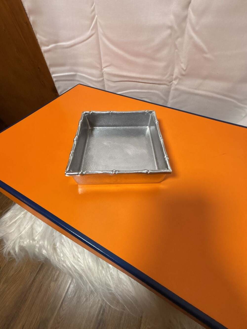 Mariposa Bamboo Pattern Aluminum Square Cocktail Napkin Holder